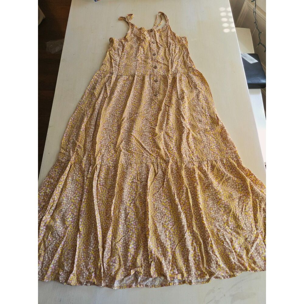 Floral Tiered Maxi Dress 100% Rayon Boho Sz XL Juniors (14/16 )